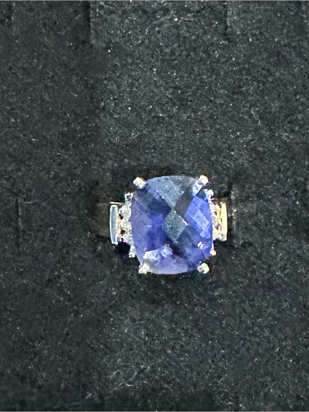 Vintage Clyde Duneier (CID) 14K Yellow Gold Cushion-Cut Tanzanite & Diamond Ring